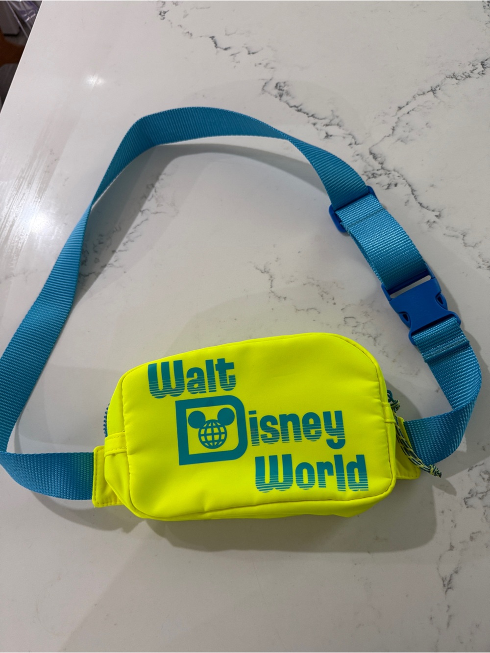 Disney Neon Yellow Belt Bag with Blue Strap